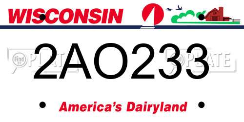 2AO233 Wisconsin License Plate