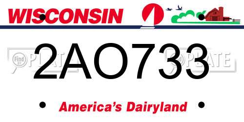 2AO733 Wisconsin License Plate