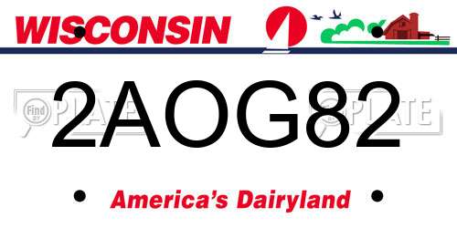 2AOG82 Wisconsin License Plate