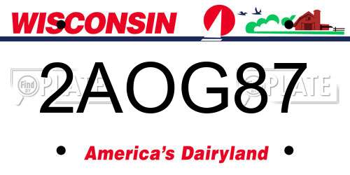 2AOG87 Wisconsin License Plate