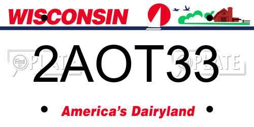 2AOT33 Wisconsin License Plate