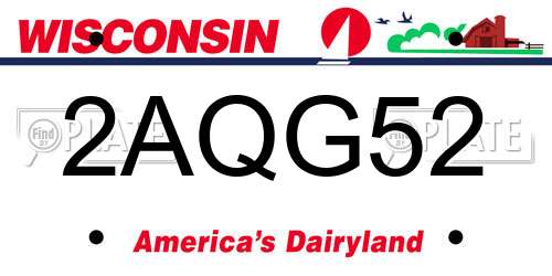2AQG52 Wisconsin License Plate