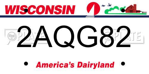 2AQG82 Wisconsin License Plate