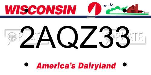 2AQZ33 Wisconsin License Plate
