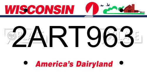 2ART963 Wisconsin License Plate