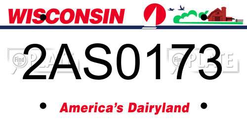 2AS0173 Wisconsin License Plate