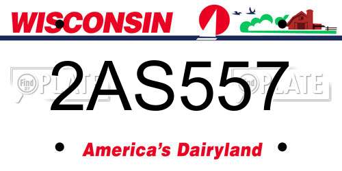 2AS557 Wisconsin License Plate