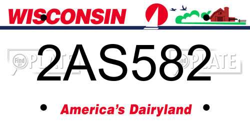 2AS582 Wisconsin License Plate