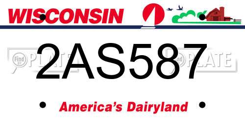 2AS587 Wisconsin License Plate