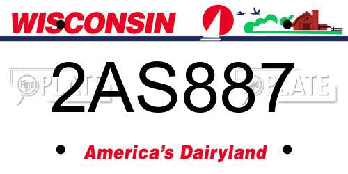 2AS887 Wisconsin License Plate