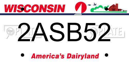 2ASB52 Wisconsin License Plate
