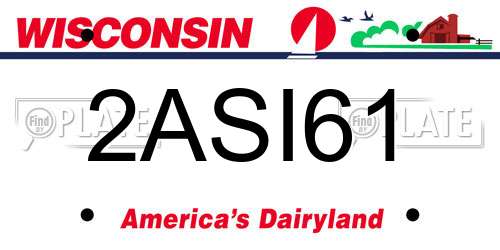 2ASI61 Wisconsin License Plate
