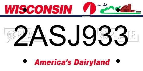 2ASJ933 Wisconsin License Plate