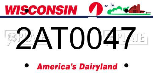 2AT0047 Wisconsin License Plate