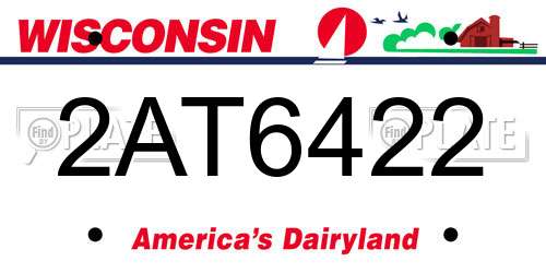 2AT6422 Wisconsin License Plate