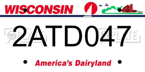 2ATD047 Wisconsin License Plate