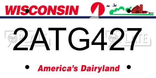 2ATG427 Wisconsin License Plate
