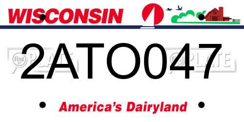 2ATO047 Wisconsin License Plate