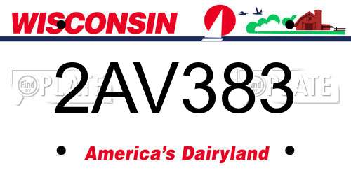2AV383 Wisconsin License Plate