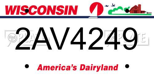 2AV4249 Wisconsin License Plate