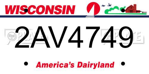 2AV4749 Wisconsin License Plate