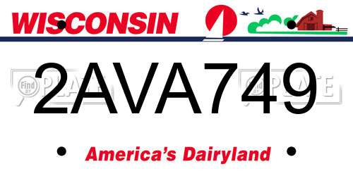 2AVA749 Wisconsin License Plate