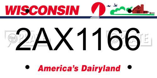 2AX1166 Wisconsin License Plate