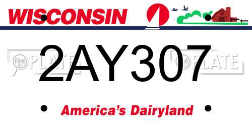 2AY307 Wisconsin License Plate