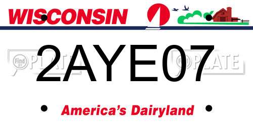 2AYE07 Wisconsin License Plate