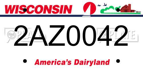 2AZ0042 Wisconsin License Plate
