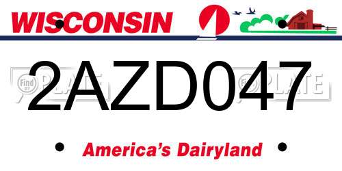 2AZD047 Wisconsin License Plate