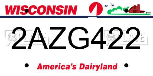 2AZG422 Wisconsin License Plate