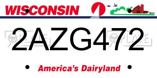 2AZG472 Wisconsin License Plate