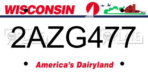 2AZG477 Wisconsin License Plate