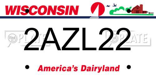 2AZL22 Wisconsin License Plate