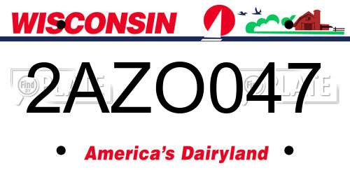 2AZO047 Wisconsin License Plate