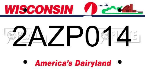 2AZP014 Wisconsin License Plate
