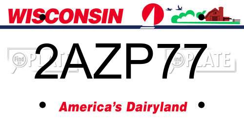 2AZP77 Wisconsin License Plate