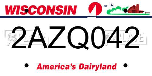2AZQ042 Wisconsin License Plate