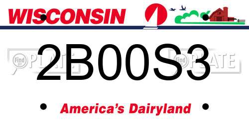 2B00S3 Wisconsin License Plate