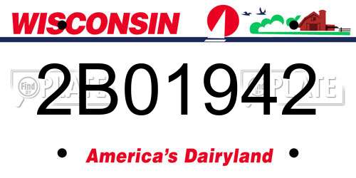 2B01942 Wisconsin License Plate