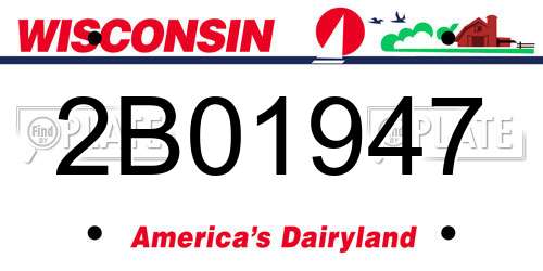 2B01947 Wisconsin License Plate