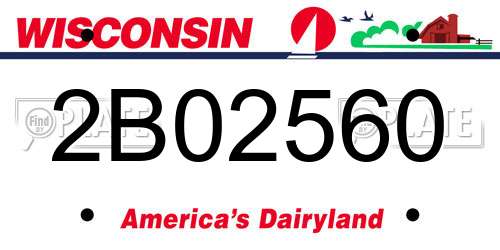 2B02560 Wisconsin License Plate