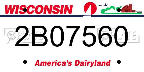 2B07560 Wisconsin License Plate