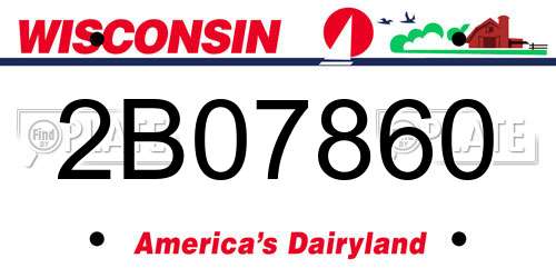 2B07860 Wisconsin License Plate