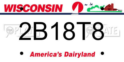 2B18T8 Wisconsin License Plate