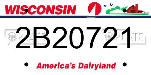 2B20721 Wisconsin License Plate