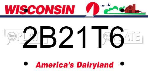 2B21T6 Wisconsin License Plate