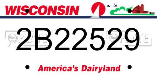 2B22529 Wisconsin License Plate