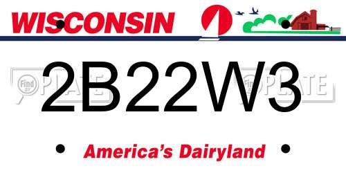 2B22W3 Wisconsin License Plate